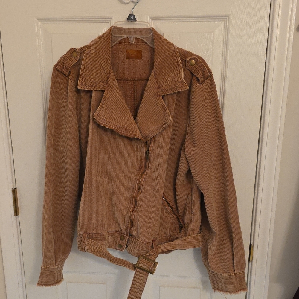 Women's Tan Corduroy Utility Jacket